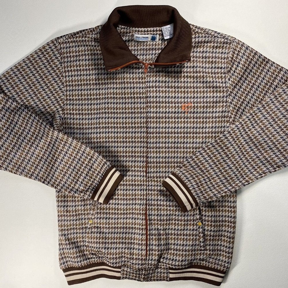 Paul Frank Brown Cotton Long Sleeve Full Zip Sweater Men's Size M Super 8 Y2K